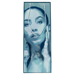 "Woman in Blue" Premium Canvas Geschenktüte Für Weinflaschen
