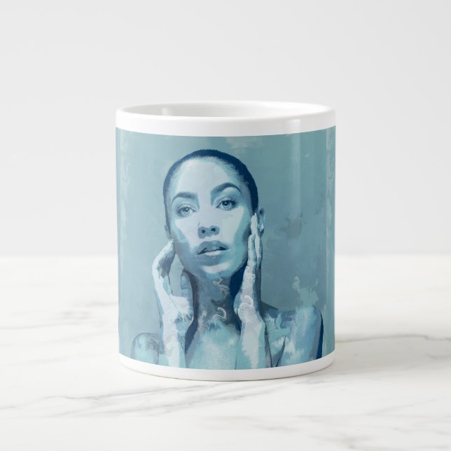 "Woman in Blue" Premium Canvas  Jumbo-Tasse (Vorderseite)