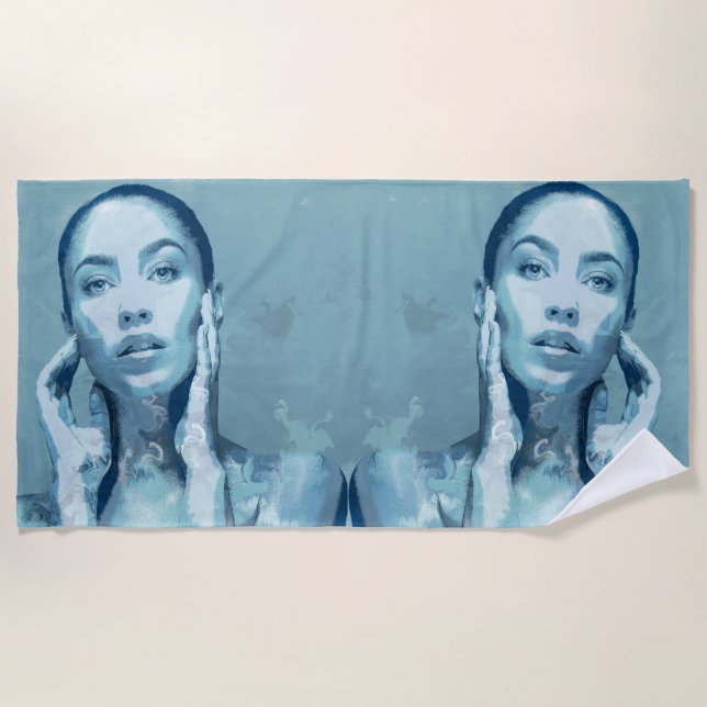 "Woman in Blue" Premium Canvas  Strandtuch (Vorderseite)