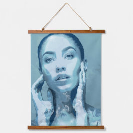 "Woman in Blue" Premium Canvas  Wandteppich Mit Holzrahmen