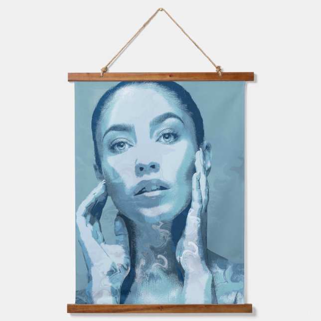 "Woman in Blue" Premium Canvas  Wandteppich Mit Holzrahmen (Vorderseite)