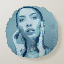 "Woman in Blue"  Rundes Kissen