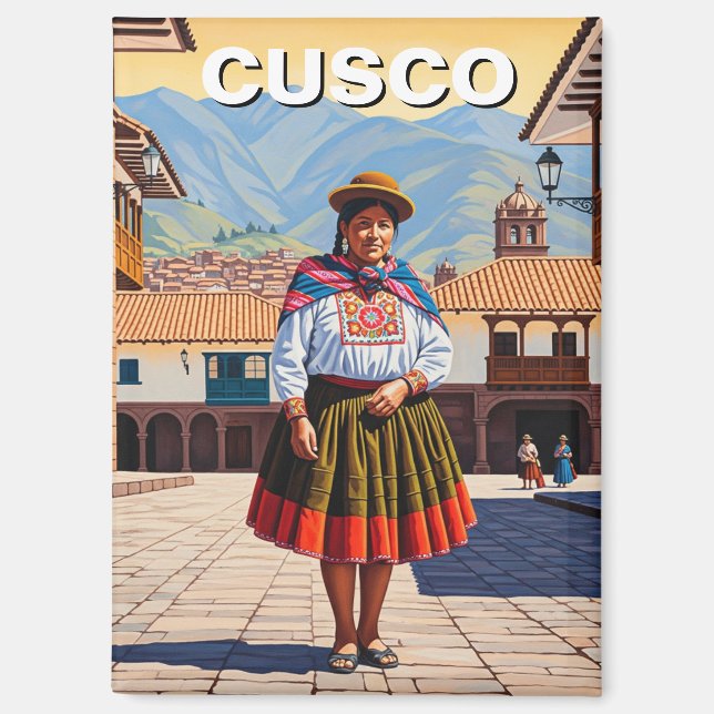 Woman in Cusco Peru Travel Magnet (Vorderseite)