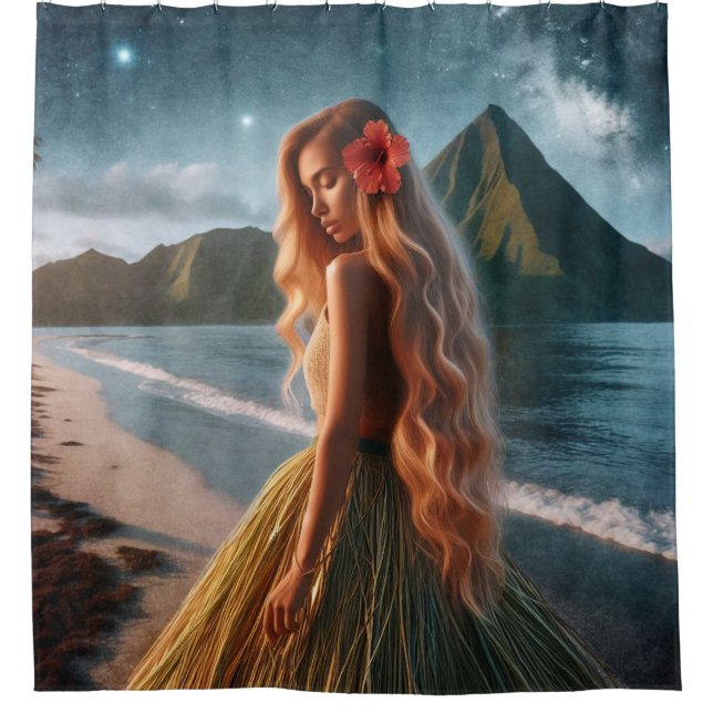 Woman in Grass Skirt Duschvorhang (Vorderseite)
