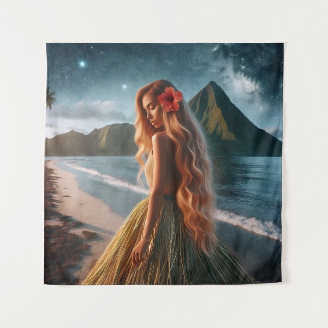 Woman in Grass Skirt Wandteppich (Vorderseite)
