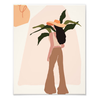 Woman in hat and bell bottoms fotodruck