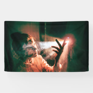 Woman in Light and Smoke Banner