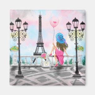 Woman In Paris Magnet Cadeau avec la Tour Eiffel