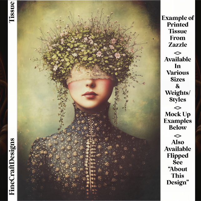 Woman, Lace Blindfold Floral Crown EM8F Decoupage Seidenpapier (Von Creator hochgeladen)