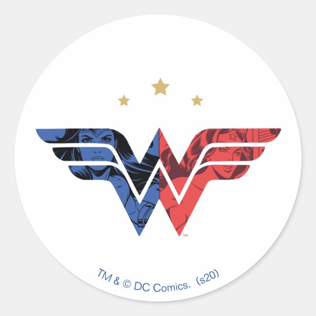 Woman Modern & Retro Comic Overlay-Logo Runder Aufkleber (Vorderseite)