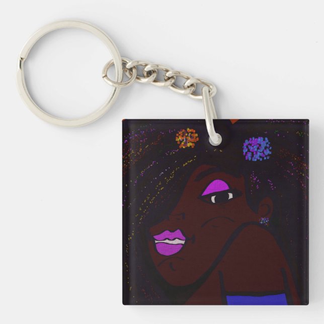 Woman of Color Animation Schlüsselanhänger (Vorderseite)