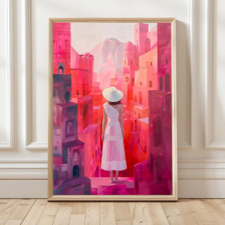 Woman Oil Painting Print, Home Decor Impasto Conte Poster