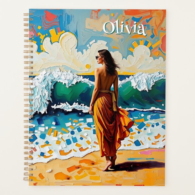 Woman on Beach Abstract Seaside Art Personalized (Devant)