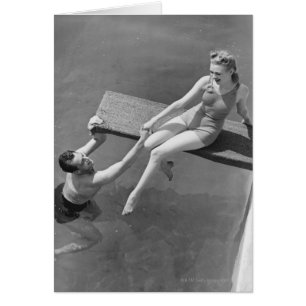 Woman on diving board