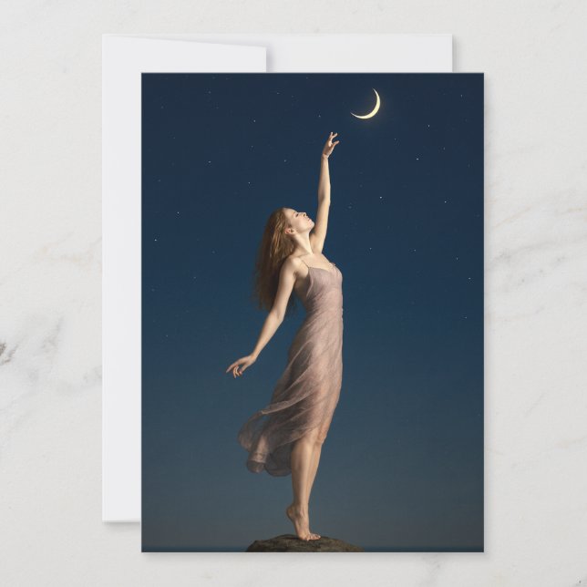 Woman Reaching For The Moon Karte (Vorderseite)