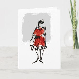Woman Red Dress Tillykke med fødselsdagen card Karte