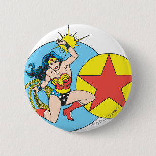 Woman Red Star Button