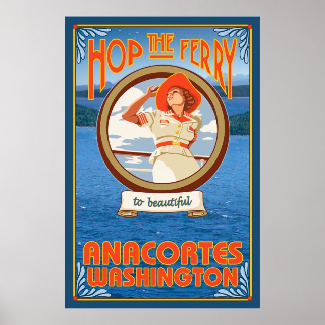 Woman Riding Ferry - Anacortes Washington Poster (Vorne)