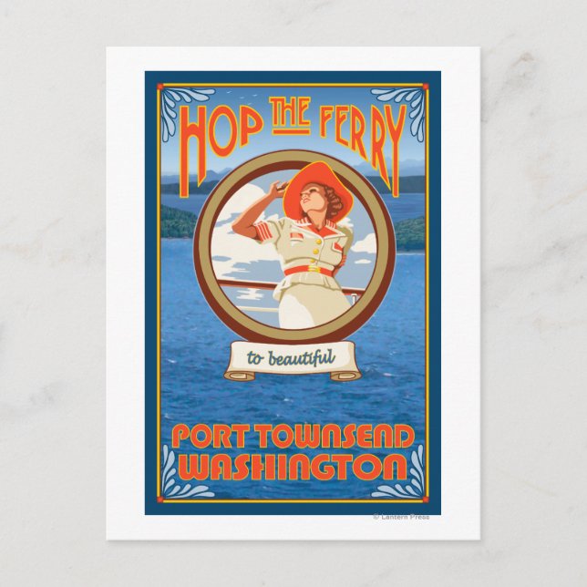 Woman Riding Ferry - Port Townsend Washington Postkarte (Vorderseite)