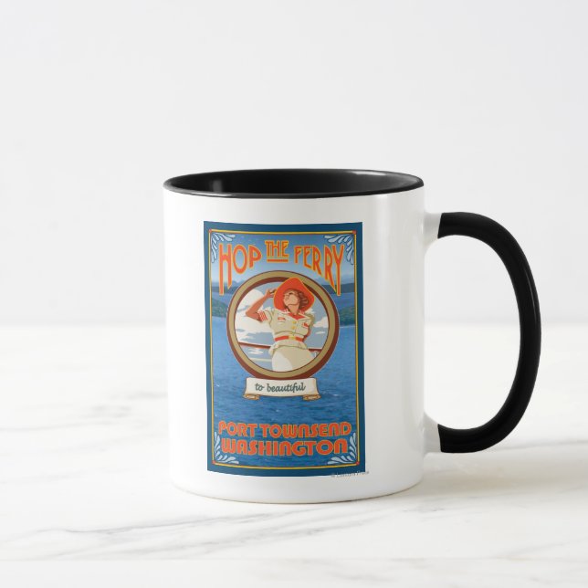 Woman Riding Ferry - Port Townsend Washington Tasse (Rechts)