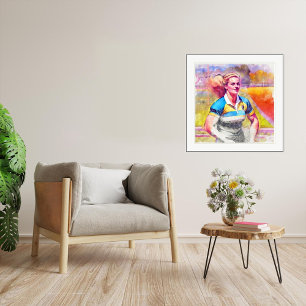 Woman Rugby Player - Aquarelle Print Poster