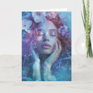 *~*Woman Spirituelle Mediation FLORAL SC4 BLANK Dankeskarte