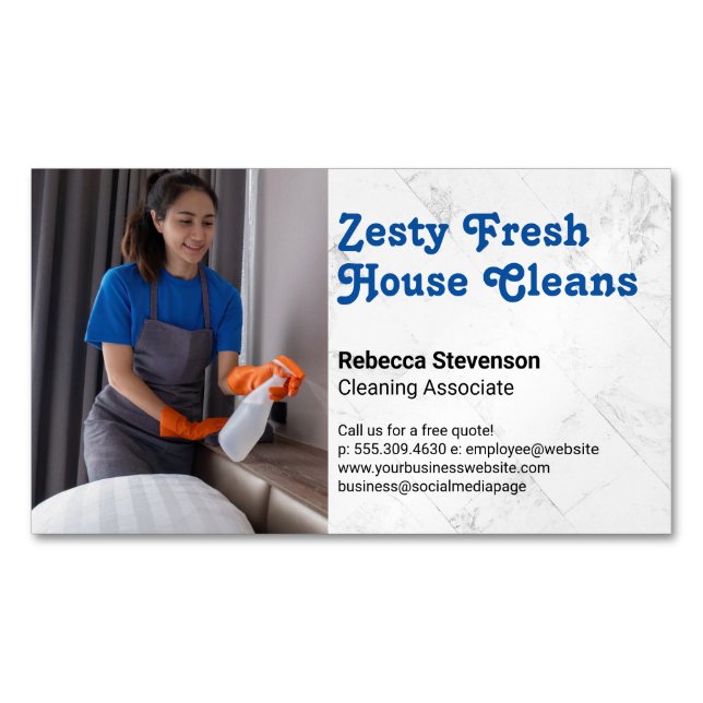 Woman Spray Cleaning | Maid Magnetische Visitenkarte (Vorderseite)