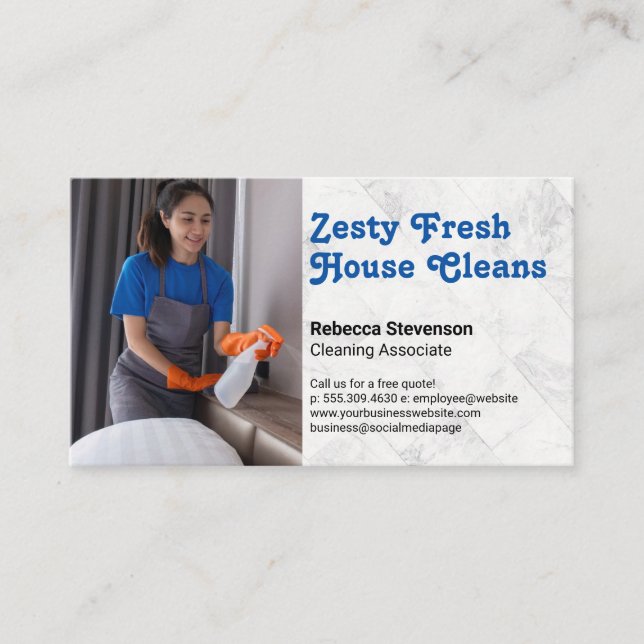 Woman Spray Cleaning | Maid Visitenkarte (Vorderseite)