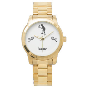Woman Tennis Player Silhouette Watch Armbanduhr