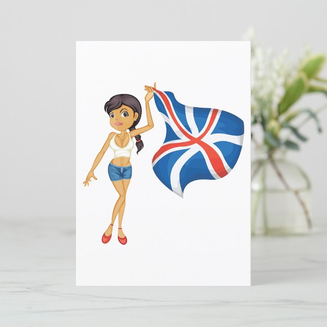 Woman Waving A Union Jack Flag Invitation (Créateur téléchargé)
