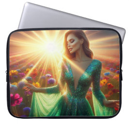 Woman Wearing a Green Dress Laptop Electronics Bag Laptopschutzhülle