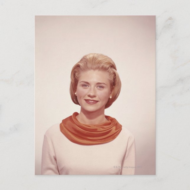 Woman Wearing Scarf Postkarte (Vorderseite)