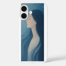 Woman with Black hair Phone Case | Minimalist Femi