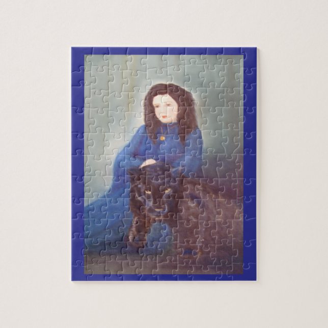 Woman with Black Panther Jigsaw Puzzle (Vertikal)