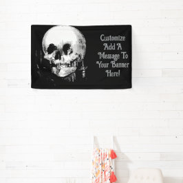 Woman With Halloween Cranium Reflection In Mirror Banner