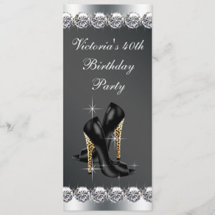 Womans Chic Black Birthday Party Einladung