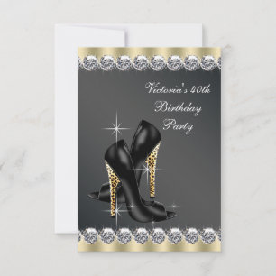 Womans Chic Black Birthday Party Einladung