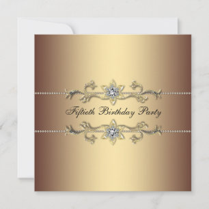 Womans Gold 50th Birthday Party Invitation