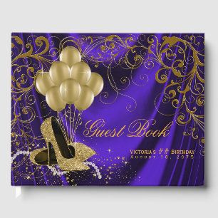 Womans Purple Gold Anniversaire Livre d'or