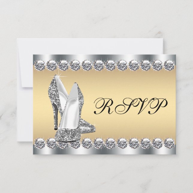 Womans Silver Gold Diamond Bling RSVP (Devant)