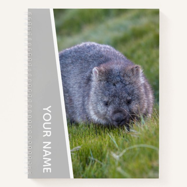 Wombat Australia Cute Animal, Silver Notizbuch (Vorderseite)