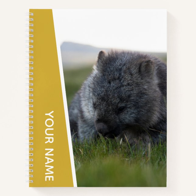 Wombat Australia Süße Tier Eating, Gold Notizbuch (Vorderseite)
