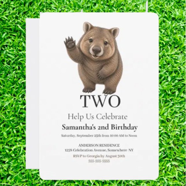 Wombat-Geburtstagsfeier Einladung (Imagine a birthday party where a cuddly wombat is the guest of honor   )