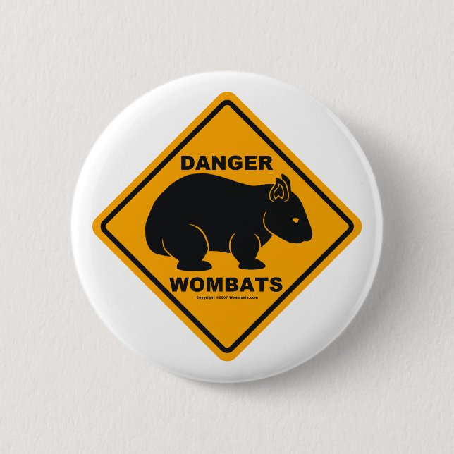 Wombat Gefahrenverkehrsschild Button (Vorderseite)