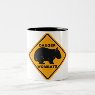 Wombat Gefahrenverkehrsschild Zweifarbige Tasse