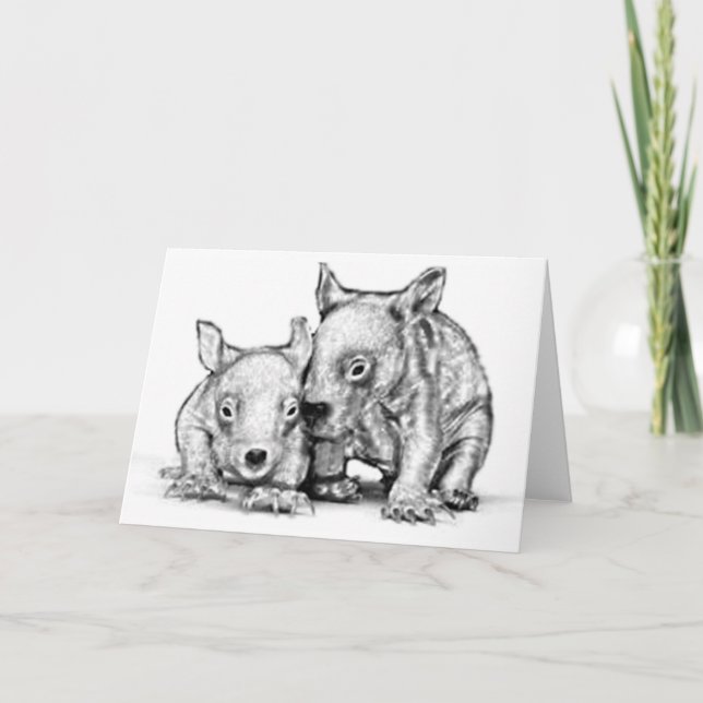Wombat Joeys Grußkarte Karte (Vorderseite)