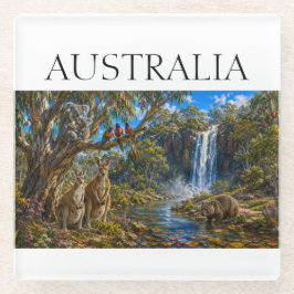 Wombat Känguru Wasserfall Glasuntersetzer