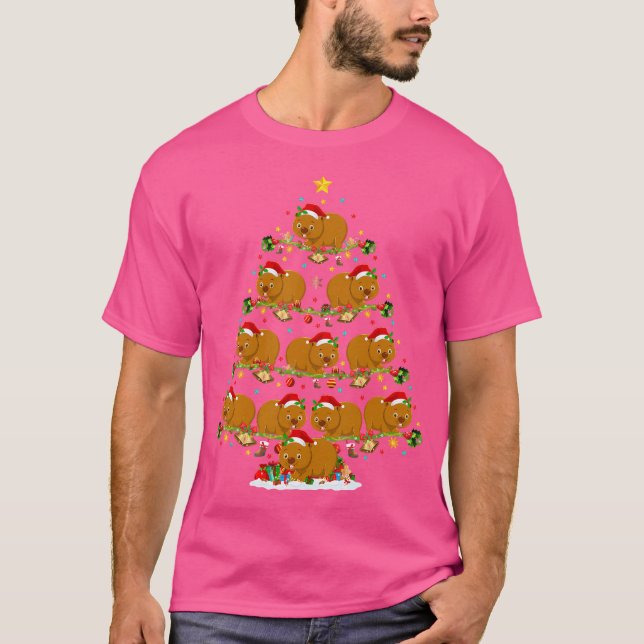 Wombat Lover Lights Xmas Weihnachtsmann Wombat Wei T-Shirt (Vorderseite)