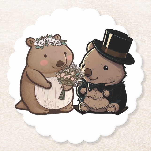 Wombat Wedding Untersetzer (Vorderseite)
