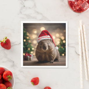 "Wombat Wonderland: Ein gemütlicher Heiligabend" Serviette